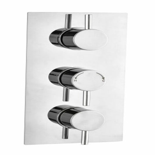 Plan Triple Concealed Thermostatic Shower Valve Round Handle (2 way)