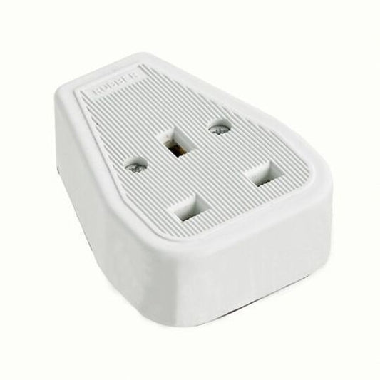 Trailing Socket 1 Gang Rubber White