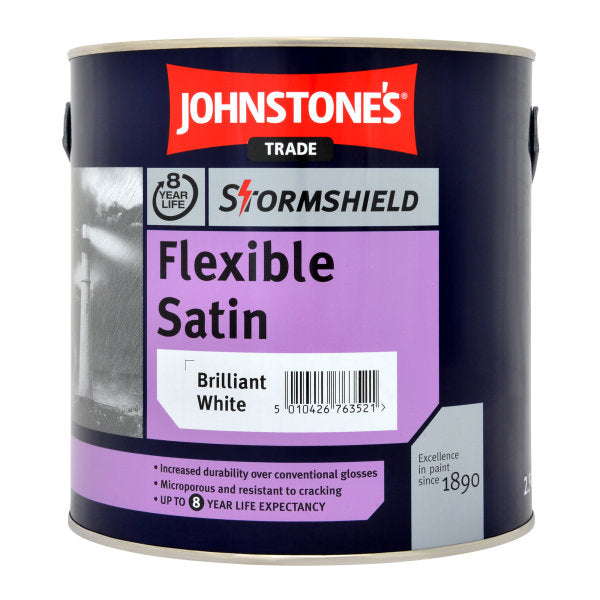 JOHNSTONE'S STORMSHIELD FLEXIBLE SATIN BRILLIANT WHITE 2.5L