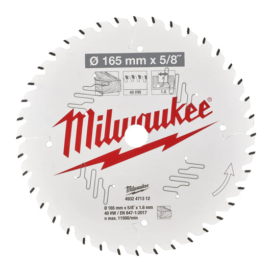 Milwaukee Circular Saw Blade P W 165X15.87X1.6X40ATB-1pc