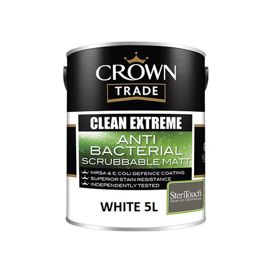 Crown Clean Extreme Anti Bacterial Scrubbable Matt White 5L