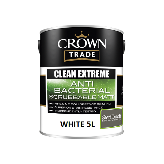 Crown Clean Extreme Anti Bacterial Scrubbable Matt White 5L