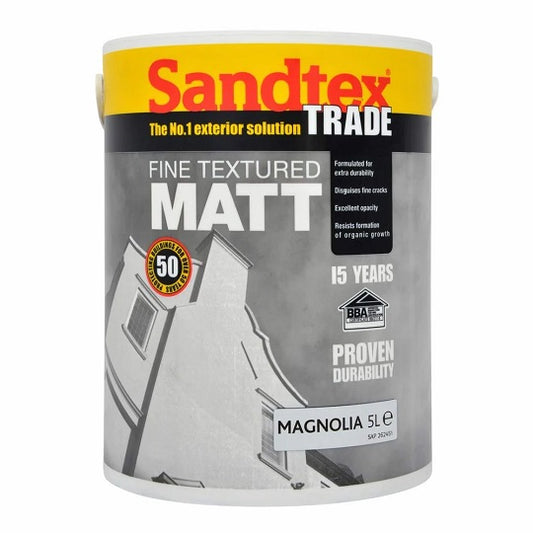 Sandtex Trade Fine Textured Matt MAGNOLIA 5L