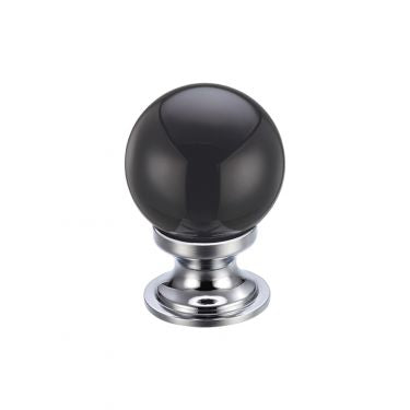 Glass ball knob 25mm plain black