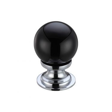 Glass ball knob 30mm plain black