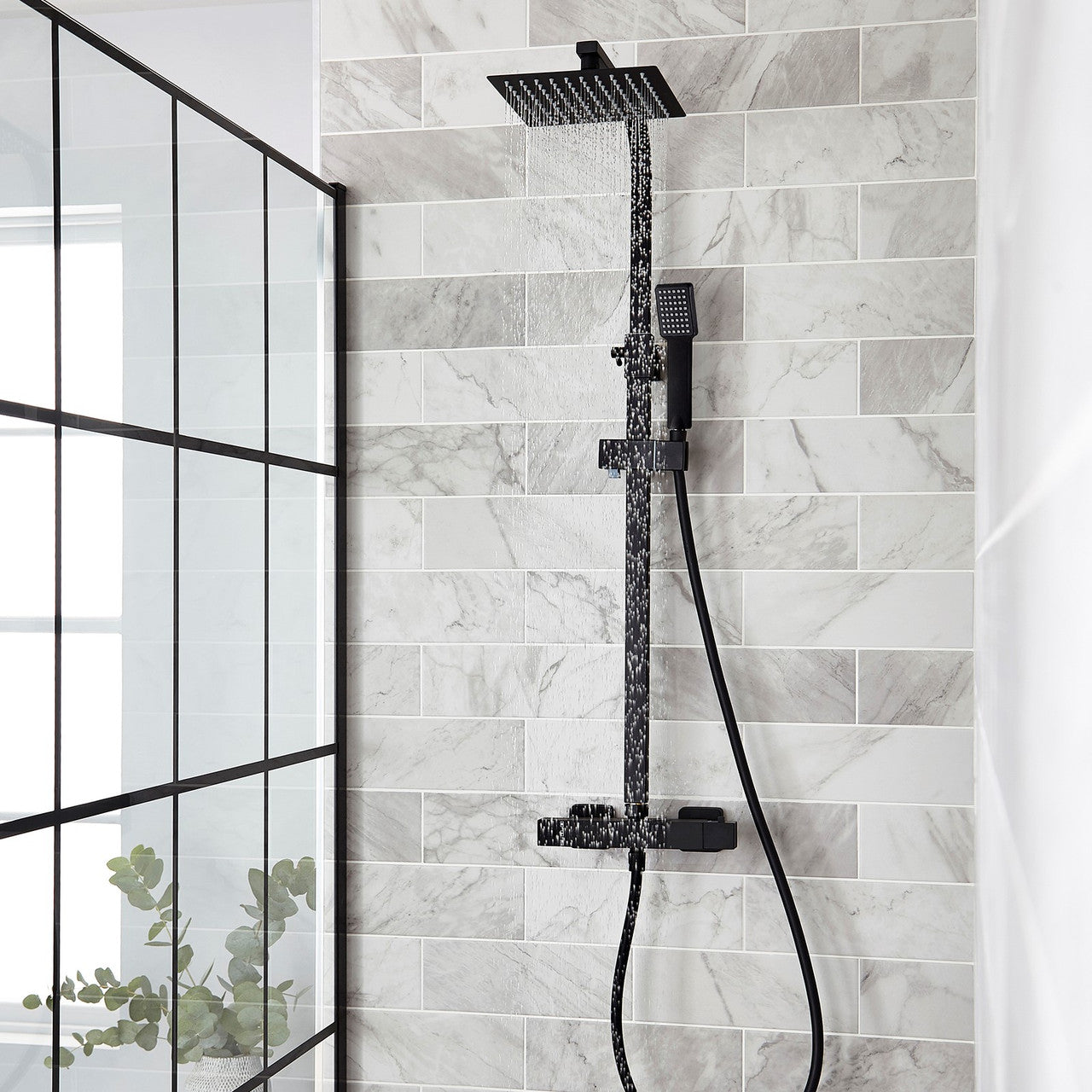 NERO SQUARE THERMOSTATIC EXPOSED BAR SHOWER WITH O