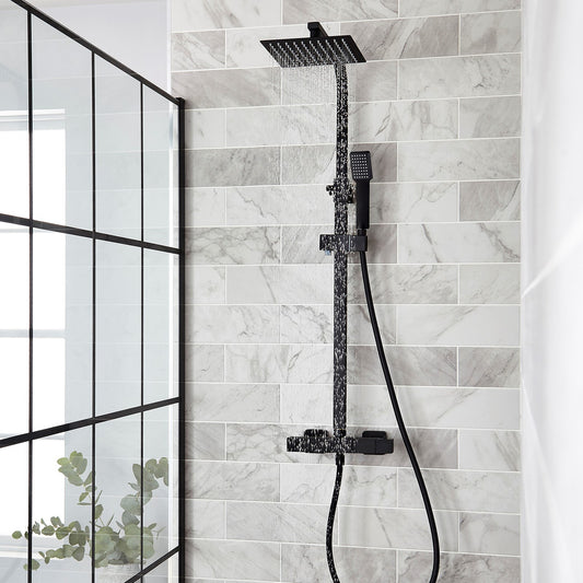 NERO SQUARE THERMOSTATIC EXPOSED BAR SHOWER WITH O
