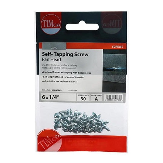 S/TAPPING SCREWS  6X1/4 30PCS