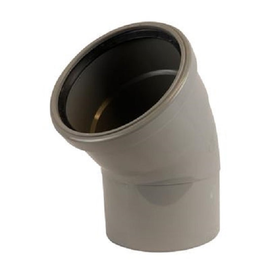 Soil Push Fit 110mm Single Socket 45° Bend Grey