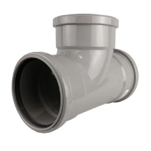 Triple Socket Pushfit Soil Pipe 90 Degree Tee - Grey