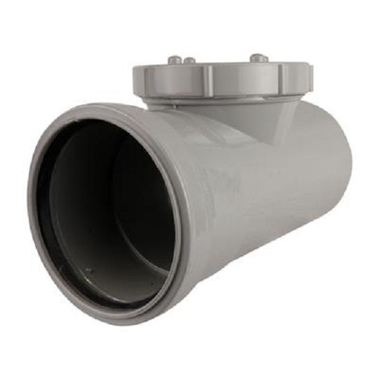 Soil Push Fit 110mm Single Socket Access Pipe Grey