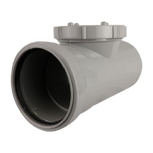 Soil Push Fit 110mm Single Socket Access Pipe Grey