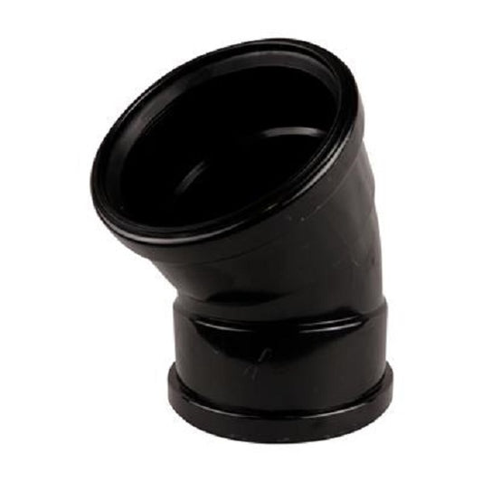Push Fit 45° Bend Double Socket 110mm - Black