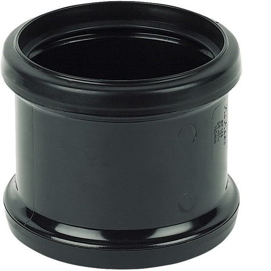 Soil Push Fit 110mm Double Socket Coupler Black