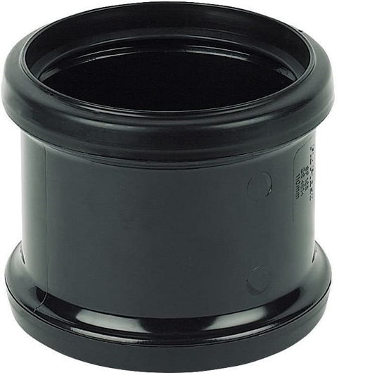 Soil Push Fit 110mm Double Socket Coupler Black