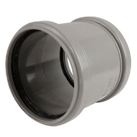 SOIL PUSH FIT 110MM DOUBLE SOCKET COUPLER GREY