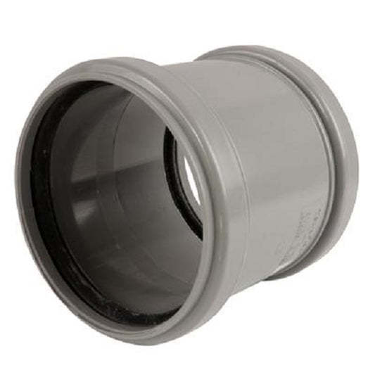 SOIL PUSH FIT 110MM DOUBLE SOCKET COUPLER GREY
