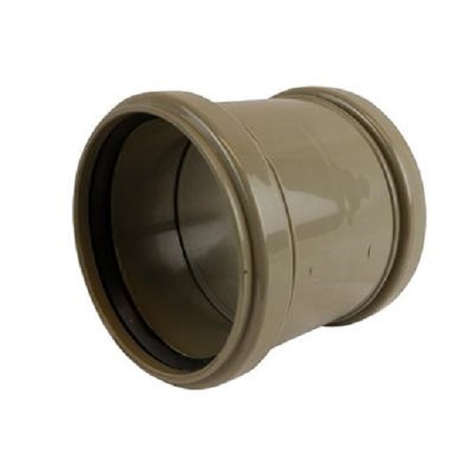 SOIL PUSH FIT 110MM DOUBLE SOCKET COUPLER OLIVE