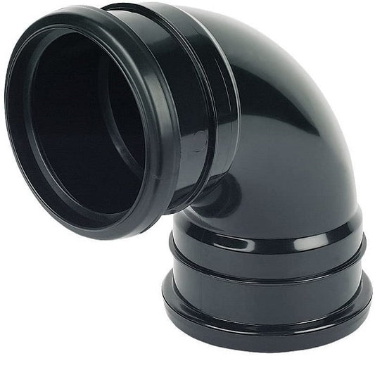 Push Fit 90° Bend Double Socket 110mm - Black