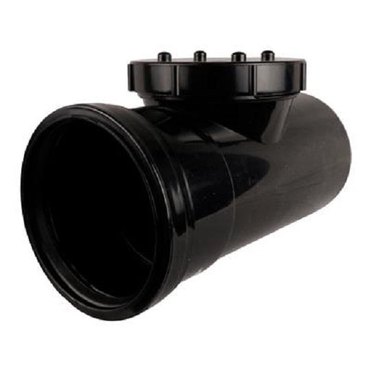 Push Fit Access Pipe Single Socket 110mm - Black