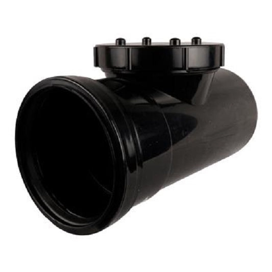 Push Fit Access Pipe Single Socket 110mm - Black
