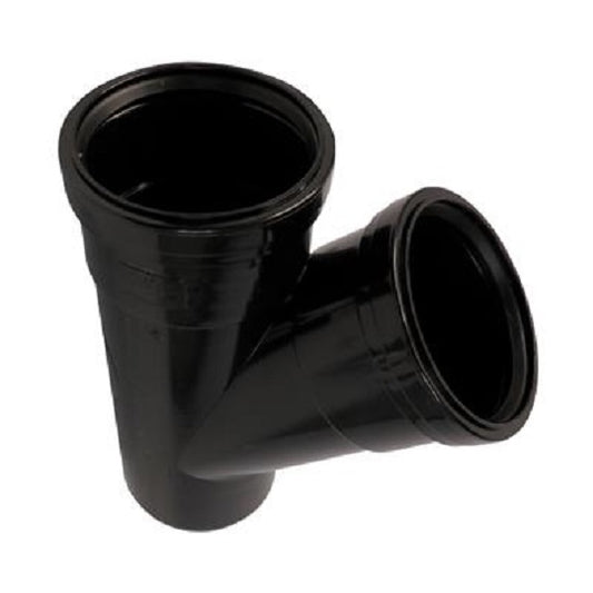 Push Fit 45° Double Socket Tee 110mm - Black