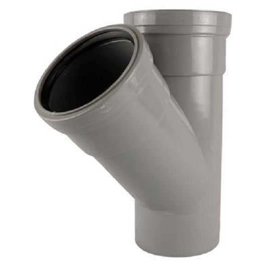 Push Fit 45° Double Socket Tee 110mm - Grey