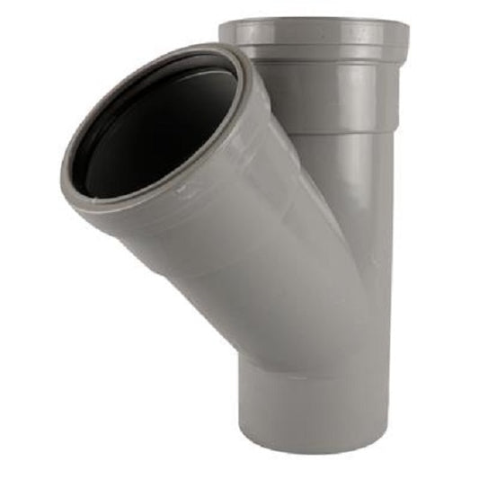 Push Fit 45° Double Socket Tee 110mm - Grey