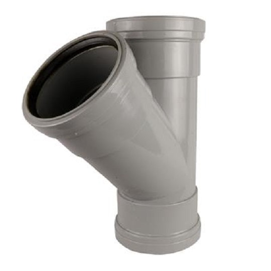 Push Fit 45°Triple Socket Tee 110mm - Grey