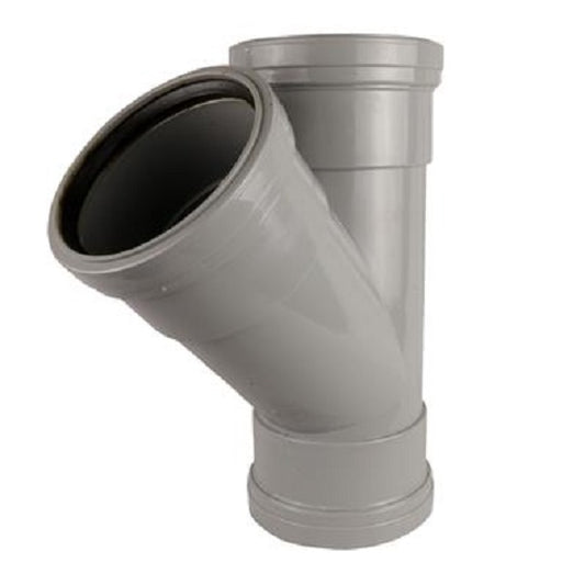 Push Fit 45°Triple Socket Tee 110mm - Grey