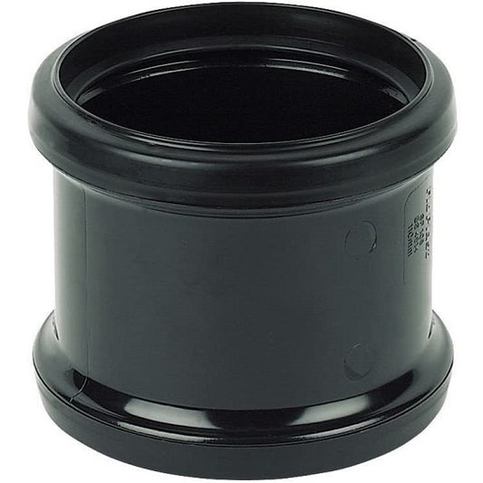 Push Fit Slip Coupler Double Socket 110mm - Black