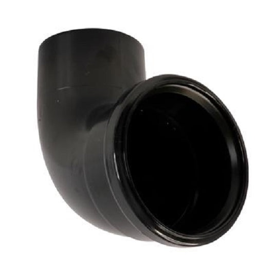 Push Fit 90° Bend Single Socket 110mm - Black