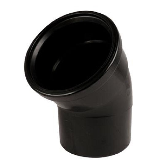 Push Fit 45° Bend Single Socket 110mm - Black