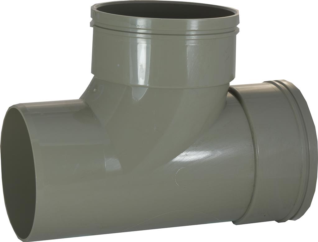 Solvent 90° Tee Double Socket 110mm - Grey