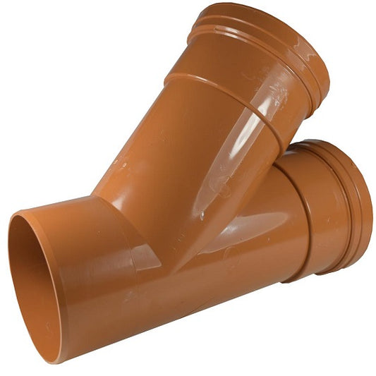 Underground 110mm Double Socket 45° Tee Brown
