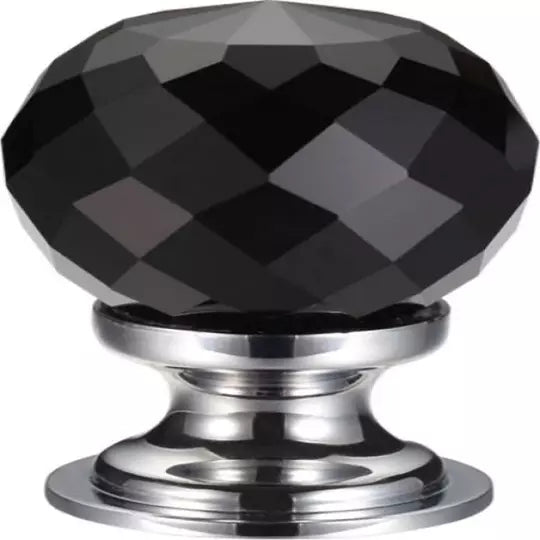 Glass ball knob 30 facetted black
