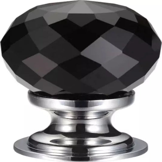 Glass ball knob 30 facetted black
