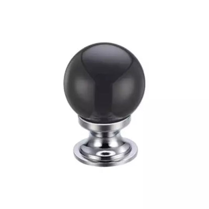 Glass ball knob 25mm plain black