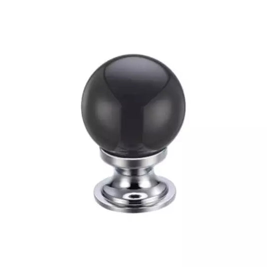 Glass ball knob 25mm plain black