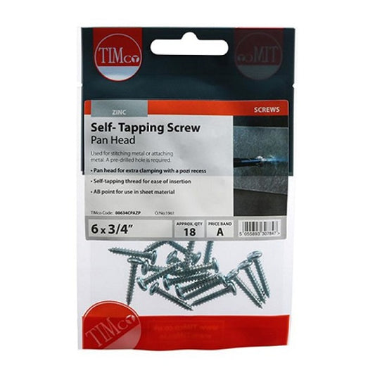 S/TAPPING SCREWS 6x3/4 18PCS