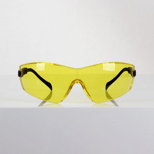 Yellow Curved Safety Spectacles with Arm Adjust