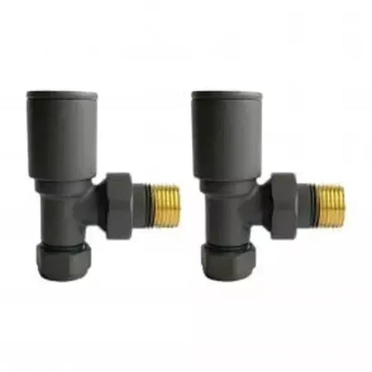 Anthracite Radiator Valve Angled 15mm (Pair)