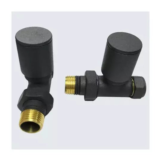 Anthracite Radiator Valve Straight 15mm (Pair)