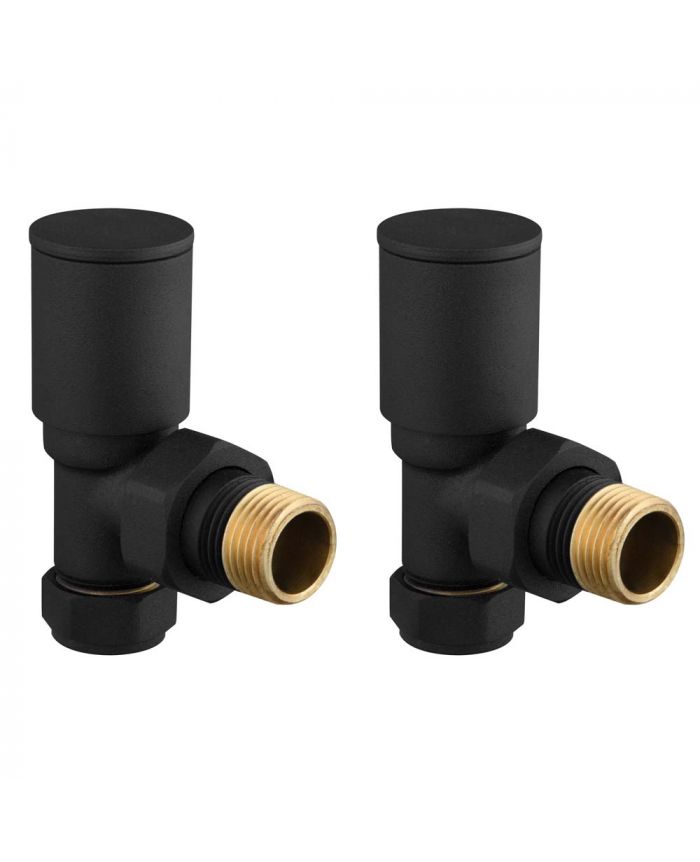 Black Radiator Valve Angled 15mm (Pair)
