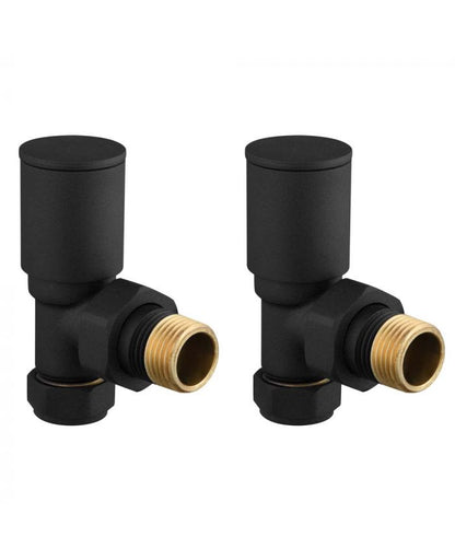 Black Radiator Valve Angled 15mm (Pair)