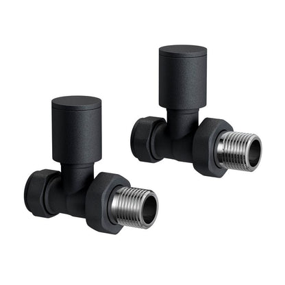 Black Radiator Valve Straight 15mm (Pair)
