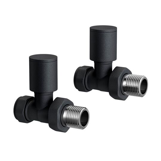 Black Radiator Valve Angled 15mm (Pair)