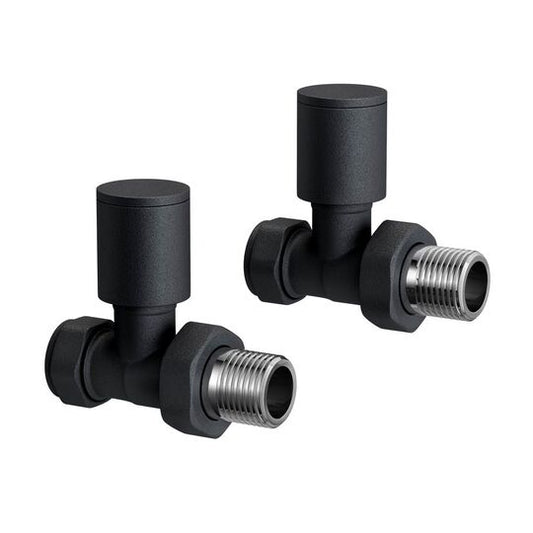 Black Radiator Valve Angled 15mm (Pair)