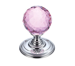 Glass ball mortice knob pink