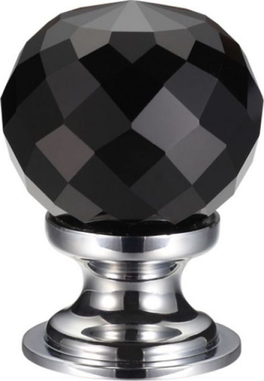 Glass ball knob 30 facetted black